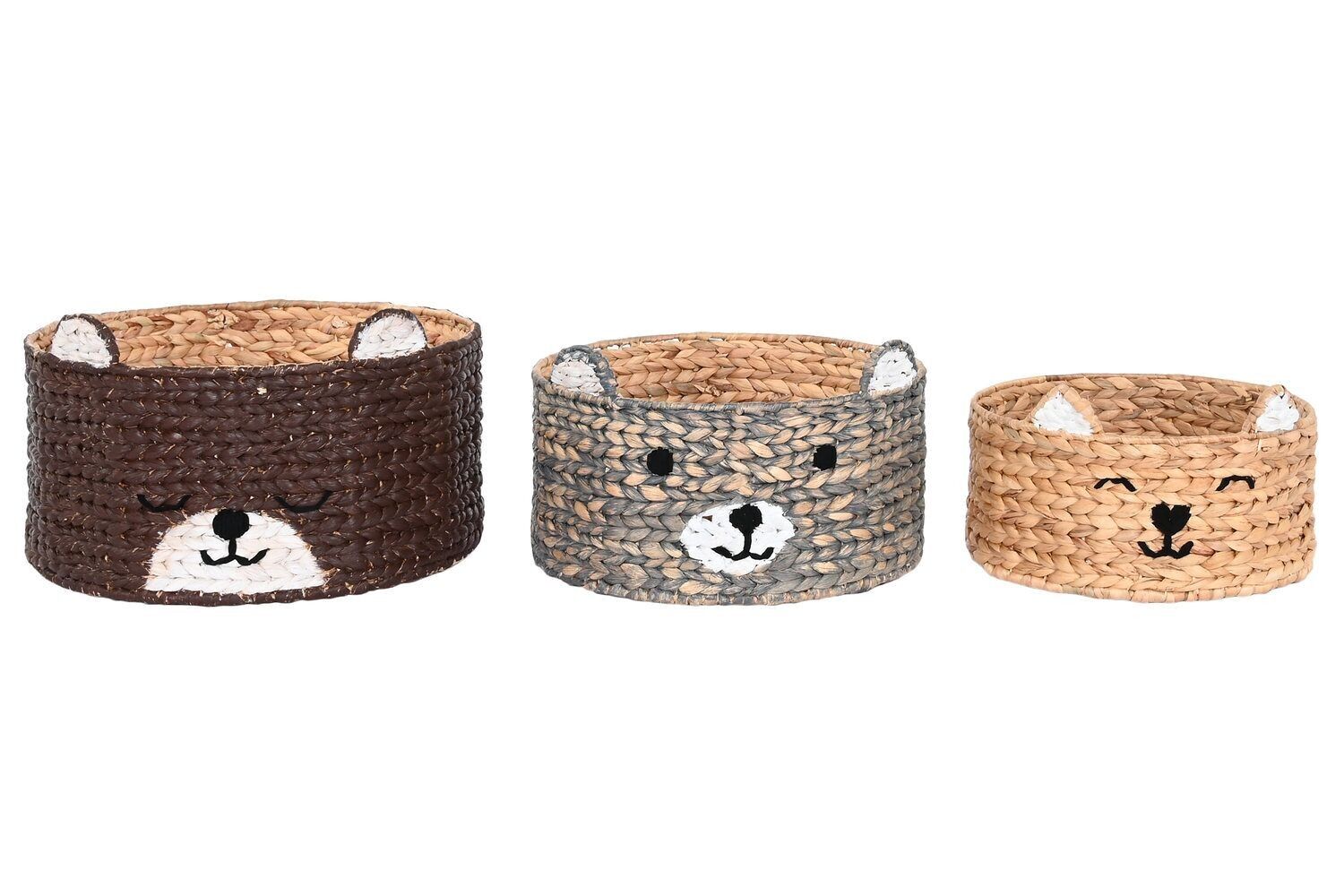 BASKET SET 3 RUSH 40X40X25 ANIMALS BROWN DC206497