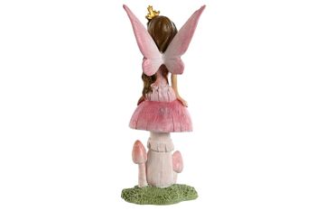 FIGURINE RÉSINE 8X6X18,5 FÉE CHAMPIGNON ROSE FD210029 3