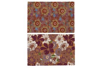 PAILLASSON CAOUTCHOUC FIBRE DE COCO 60X40X1,5 FLEURS 2 ASSORTIMENTS. FL192670 1