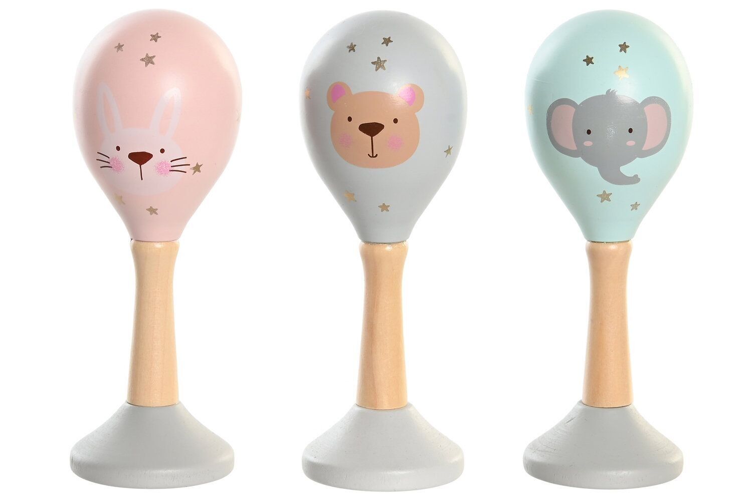 PP WOODEN TOY 4.6X4.6X13.2 MARACA 3 ASSORTMENTS. JE204987