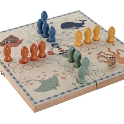 BOARD GAME SET 18 WOOD 26X13X3.3 PARCHIS JE210059