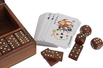 JEU SET 4 DÉS CARTES SHESHAM 16,5X14X4 JM184845 2