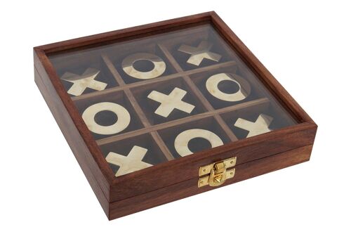 JUEGO SET 2 SHEESHAM LATON 18X18X3,5 TIC TAC TOE JM184848