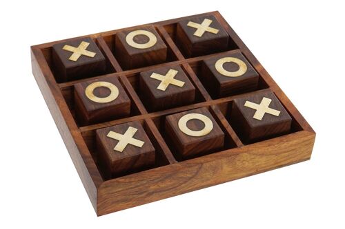 JUEGO SET 2 SHEESHAM LATON 18X18X3,5 TIC TAC TOE JM184849