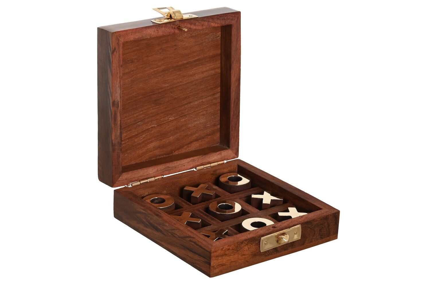 TABLE GAME BRASS HANDLE 10X10X3,5 THREE IN A RAYA JM205659