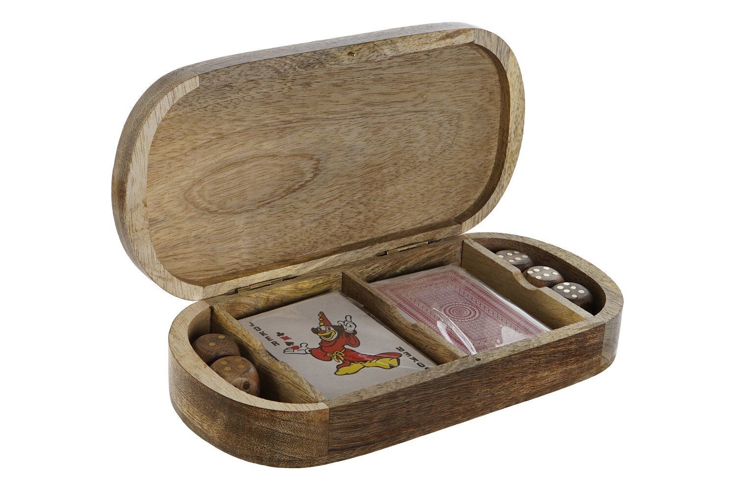 GAME SET 3 HANDLE 23X12X4 NATURAL DICE CARDS JM209013