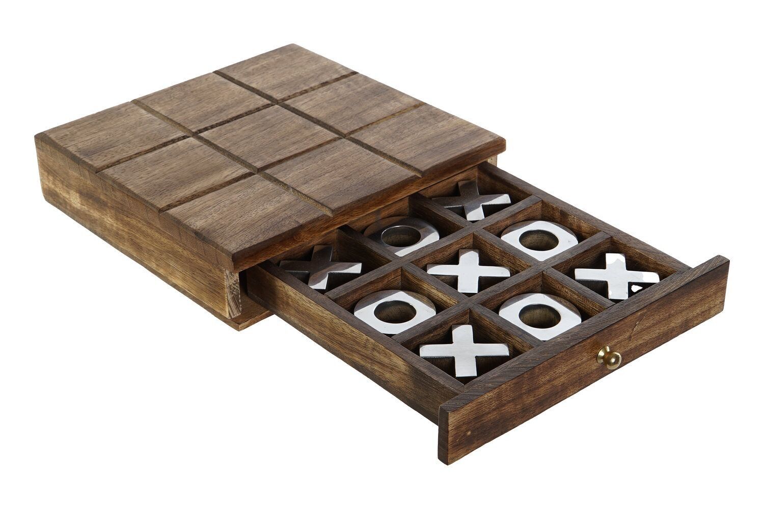 GAME SET 2 METAL HANDLE 18X18X4 TIC TAC TOE JM209017