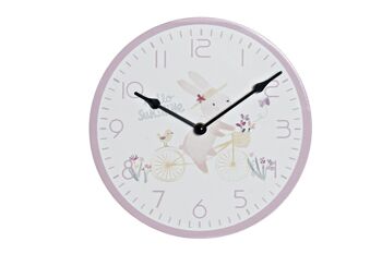 HORLOGE MDF PVC 24X3,5X24 LAPIN ROSE LD173252 1