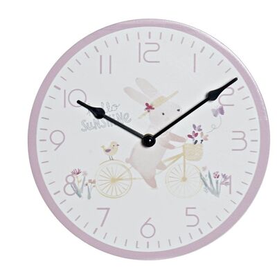 RELOJ MDF PVC 24X3,5X24 CONEJO ROSA LD173252