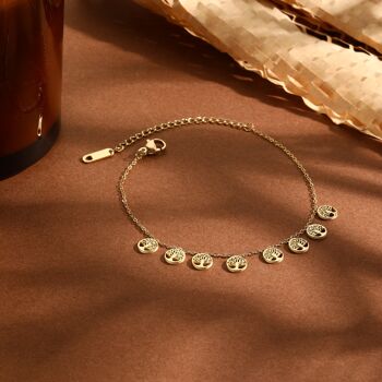 Bracelet chaîne dorée mini pendentifs arbre de vie