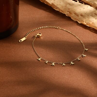 Gold chain bracelet with mini butterfly pendants