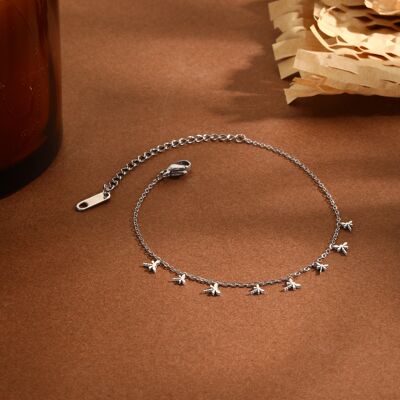 Silver chain bracelet with mini butterfly pendants