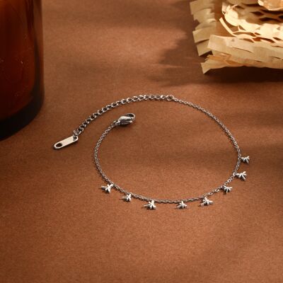 Bracelet chaîne argentée mini pendentifs papillons