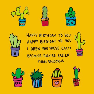 Carte d'anniversaire de cactus