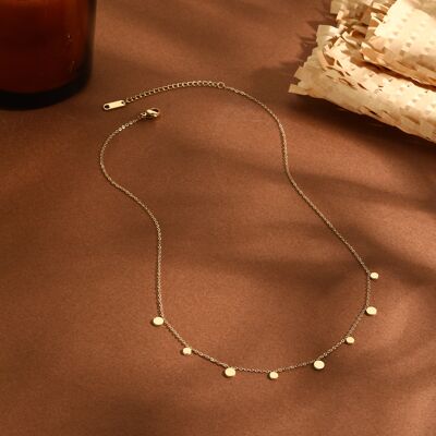 Gold chain necklace with mini round pendants