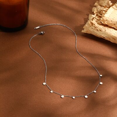 Silver chain necklace with mini round pendants
