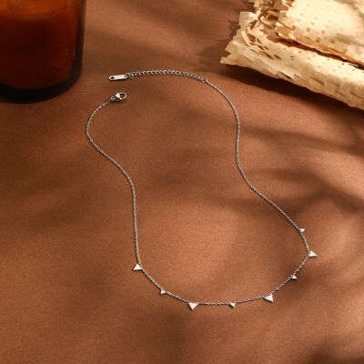 Silver chain necklace with mini triangle pendants