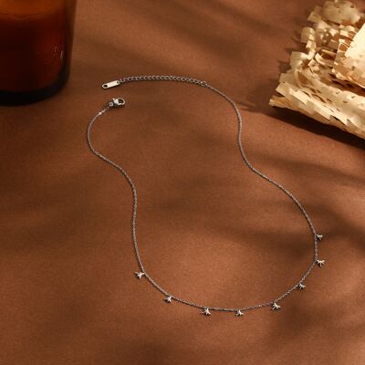Silver chain necklace with mini butterfly pendants