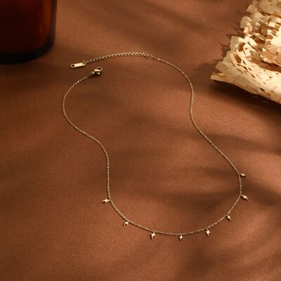 Gold chain necklace with mini lightning bolt pendants