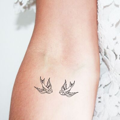 Old School style swallow temporary tattoo (set of 4)