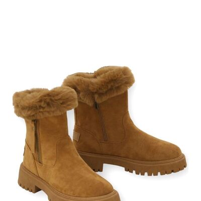 Ankle boots with fur-lined notched sole CAMEL - Ref 0917-21 - PACK