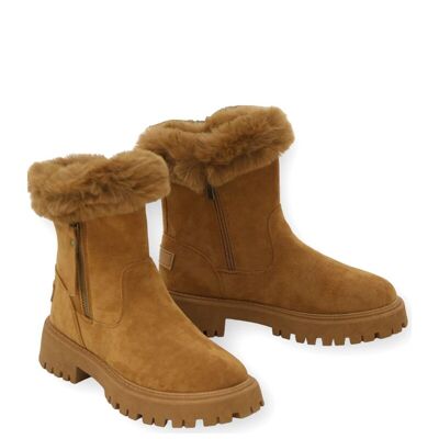 Ankle boots with fur-lined notched sole CAMEL - Ref 0917-21 - PACK