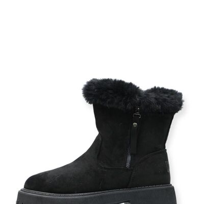 BLACK fur-lined notched sole ankle boots - Ref 0917-21 - PACK