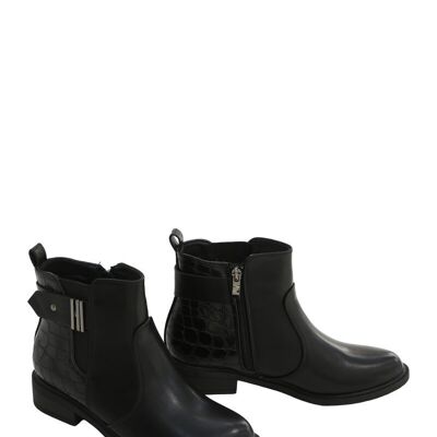 BLACK low heel ankle boots - Ref 1850-40 - PACK 1