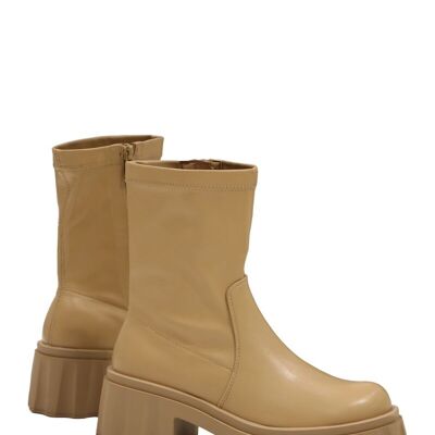 BEIGE heeled ankle boots - Ref 22-0158 - PACK 1