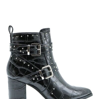 BLACK heeled ankle boots - Ref 52-1 - PACK