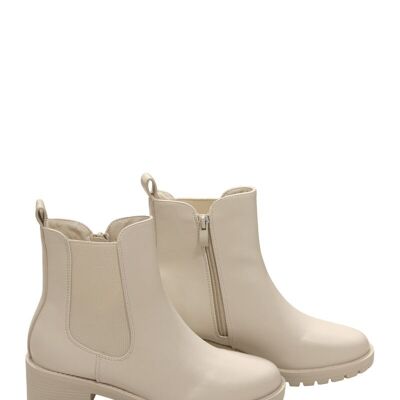 Bottines à talon carré BEIGE - Ref 66003-44 - PACK