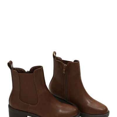 Bottines à talon carré MARRON - Ref 66003-44 - PACK