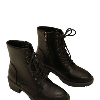 BLACK lace-up ankle boots - Ref 66003-48 - PACK 2