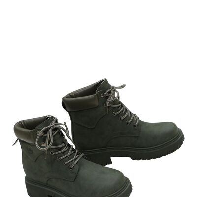GREEN lace-up lined ankle boots - Ref 7528-21 - PACK
