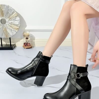 BLACK square heel ankle boots - Ref 950-22 - PACK 1