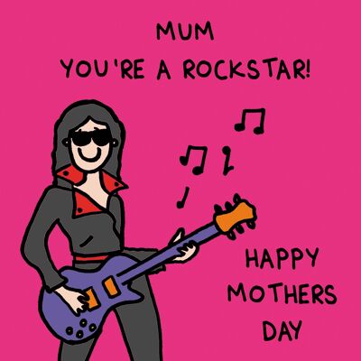 Día de la Madre - Rockstar - tarjeta de felicitación