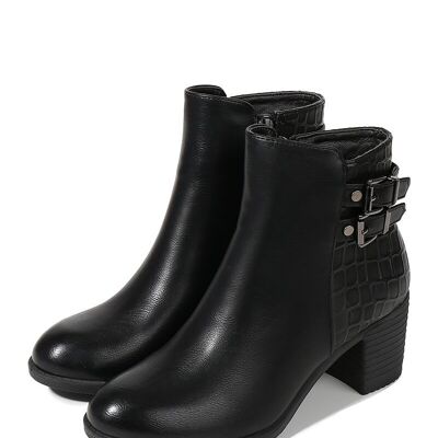 BLACK square heel ankle boots - Ref 950-30 - PACK 5