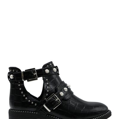 BLACK beaded ankle boots - Ref S5600 - PACK