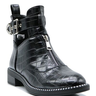 BLACK zip ankle boots - Ref S5988 - PACK