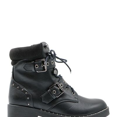 BLACK lace-up ankle boots - Ref S6110 - PACK 1