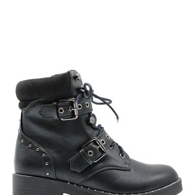 BLACK lace-up ankle boots - Ref S6110 - PACK 2