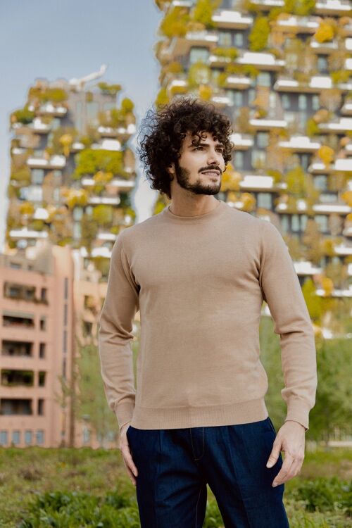 Maglia Uomo in misto Cashmere, Seta e Lana Merino Extrafine Girocollo