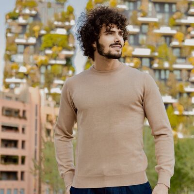Men's crew-neck sweater in Cashmere, Silk and Extrafine Merino Wool blend