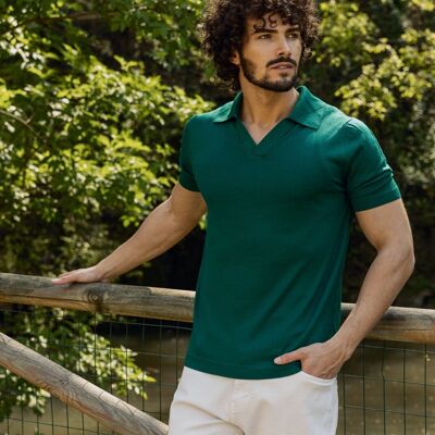 Men's Short Sleeved Polo Shirt Pure Extrafine Merino Wool