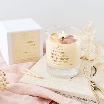 Bougie en cristal de luxe Affirmation positive⎜Pierre de soleil citrine 2