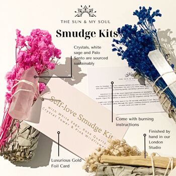 Kit de taches de guérison⎜Sage Smudge Bundle Fleurs sauvages de sélénite 5