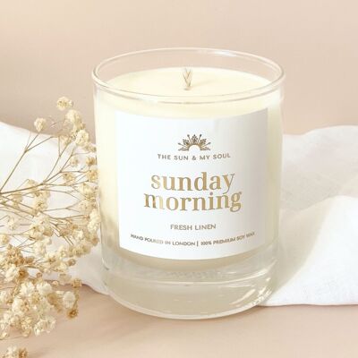 Sunday Morning - Candela di soia profumata al lino fresco in confezione regalo