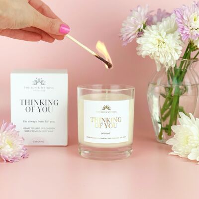 Thinking of You Luxury Candle Gift⎜Jasmine Scent, Soy Wax