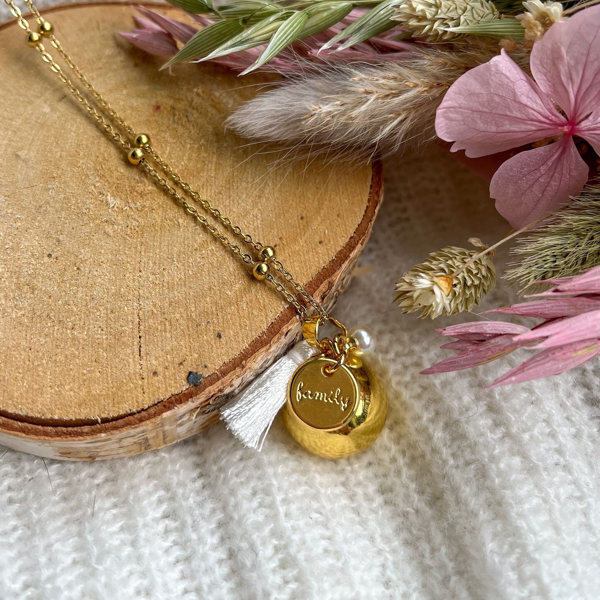 Ciondolo bola gravidanza in acciaio inox "Famiglia"