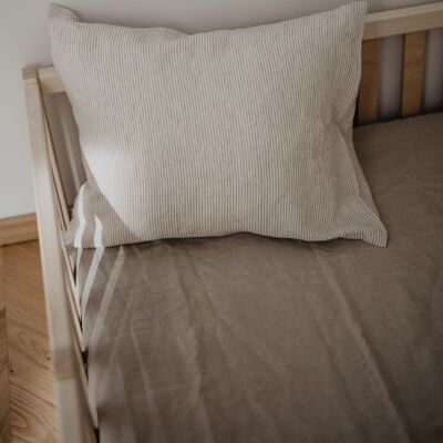 Funda de almohada de lino natural Rayas y Cuadros